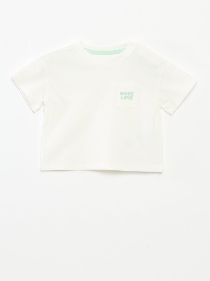 T-shirt met wafeltextuur Wit - Kiabi