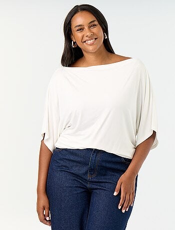 T-shirt met watervalhals en korte mouwen