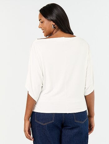 T-shirt met watervalhals en korte mouwen