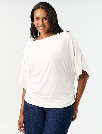 T-shirt met watervalhals en korte mouwen