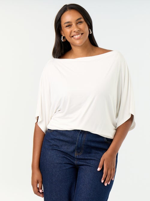 T-shirt met watervalhals en korte mouwen - Kiabi