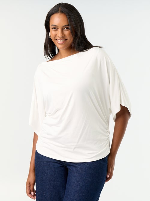T-shirt met watervalhals en korte mouwen - Kiabi