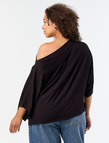 T-shirt met watervalhals en korte mouwen