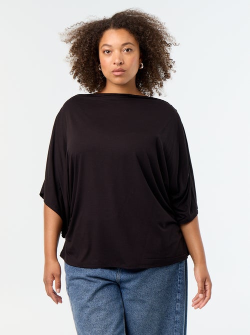 T-shirt met watervalhals en korte mouwen - Kiabi