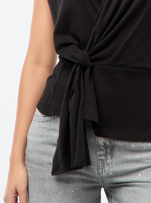 T-shirt met wijde overslaghals - Kiabi