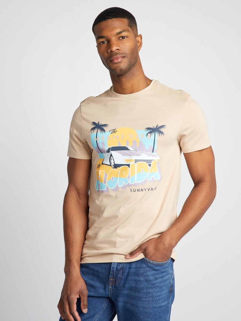 T-shirt 'Miami' BIEGE - Kiabi
