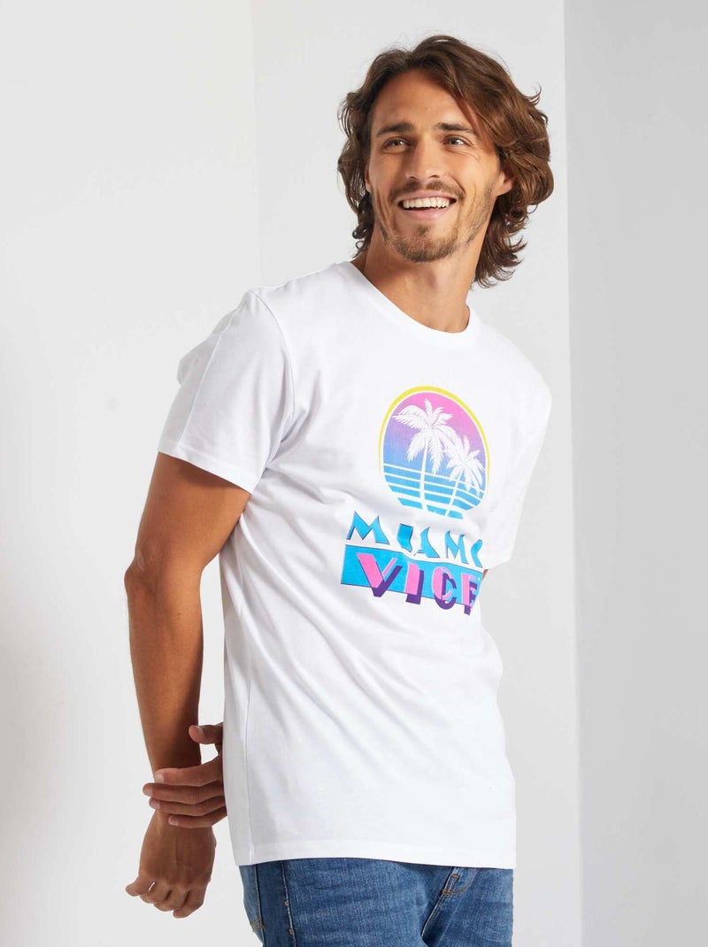 T-shirt 'Miami Vice' vintage blanc - Kiabi