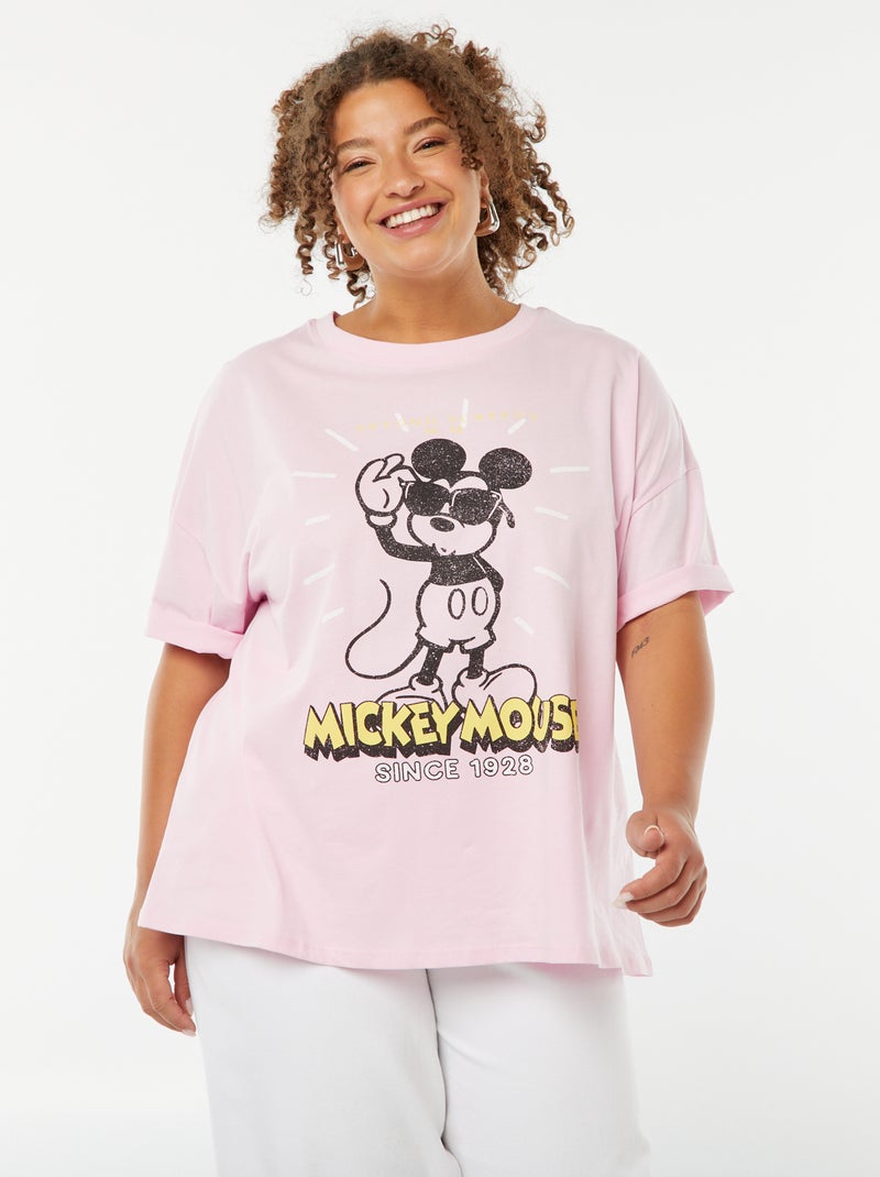 T-shirt 'Mickey' à manches courtes et col rond ROSE - Kiabi