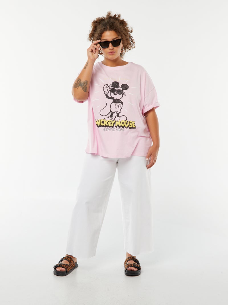 T-shirt 'Mickey' à manches courtes et col rond ROSE - Kiabi