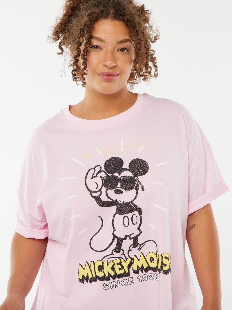 T-shirt 'Mickey' à manches courtes et col rond ROSE - Kiabi