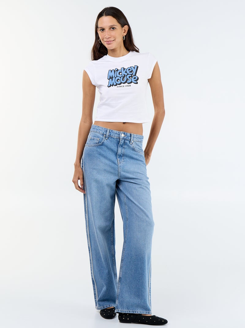 T-shirt 'Mickey' cropped Wit - Kiabi