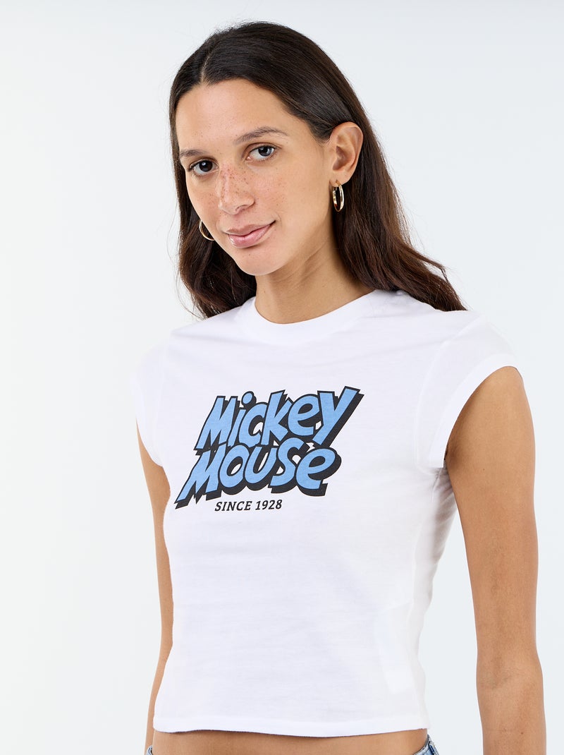 T-shirt 'Mickey' cropped Wit - Kiabi