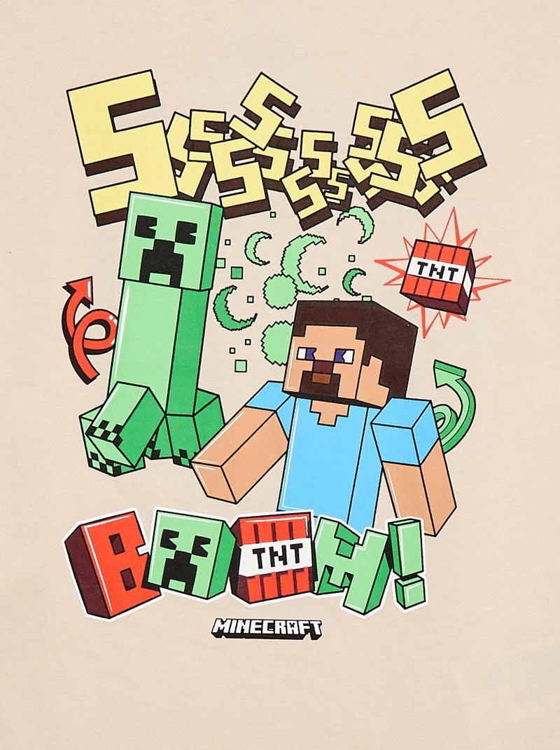 T-shirt 'Minecraft' à manches courtes Beige - Kiabi