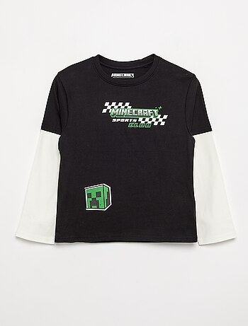 T-shirt 'Minecraft' avec imprimés et manches contrastées