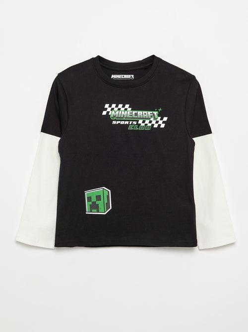T-shirt 'Minecraft' avec imprimés et manches contrastées - Kiabi T-shirt 'Minecraft' avec imprimés et manches contrastées - Kiabi