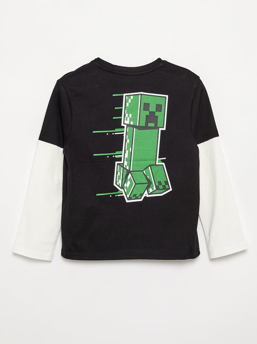 T-shirt 'Minecraft' avec imprimés et manches contrastées - Kiabi T-shirt 'Minecraft' avec imprimés et manches contrastées - Kiabi