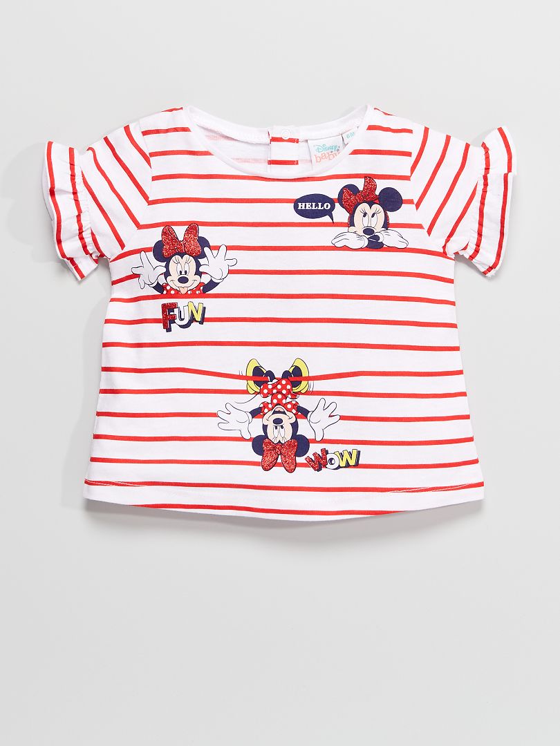 T-shirt 'Minnie' à rayures Rouge - Kiabi