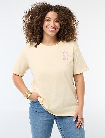 T-shirt 'Moederdag' met print en korte mouwen