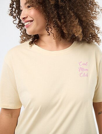 T-shirt 'Moederdag' met print en korte mouwen