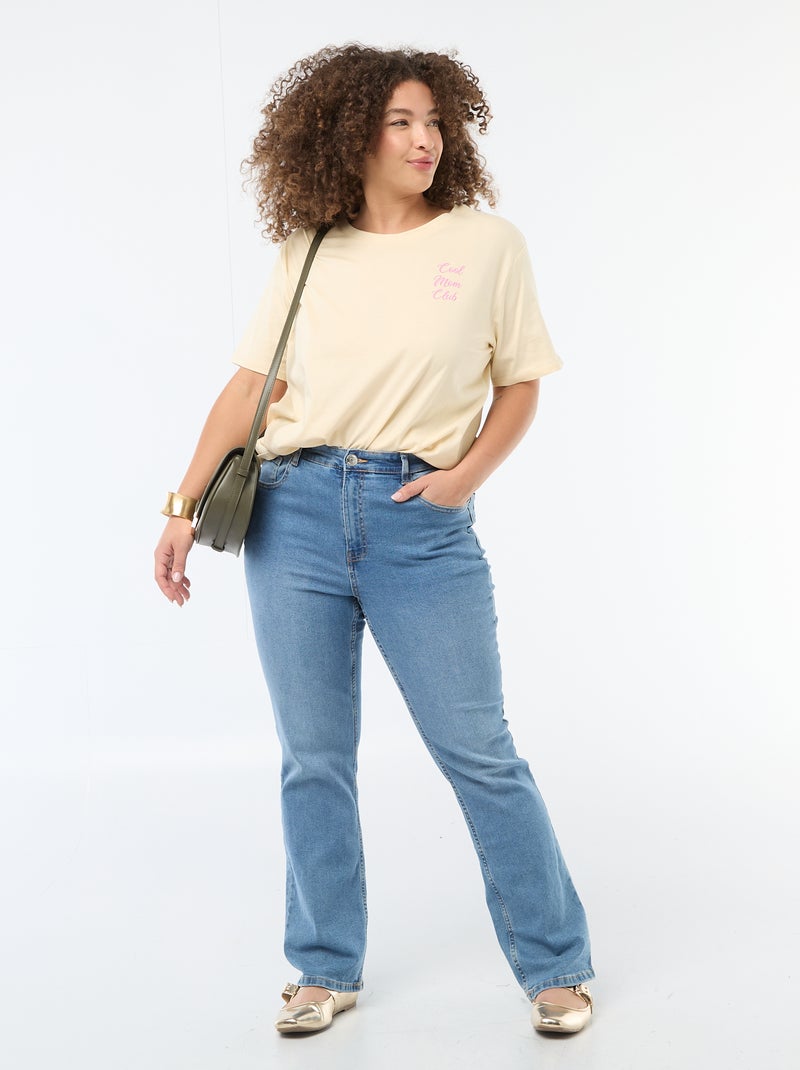 T-shirt 'Moederdag' met print en korte mouwen Geel - Kiabi