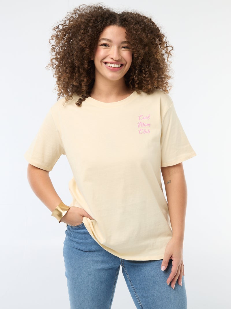 T-shirt 'Moederdag' met print en korte mouwen Geel - Kiabi