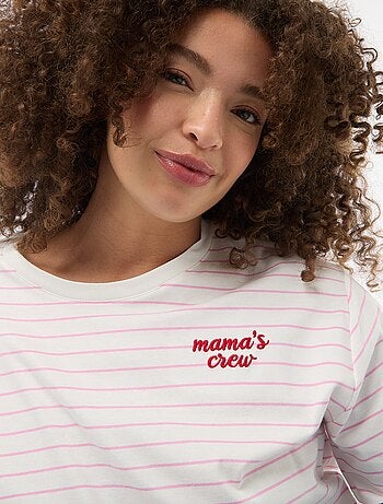 T-shirt 'Moederdag' met print en korte mouwen