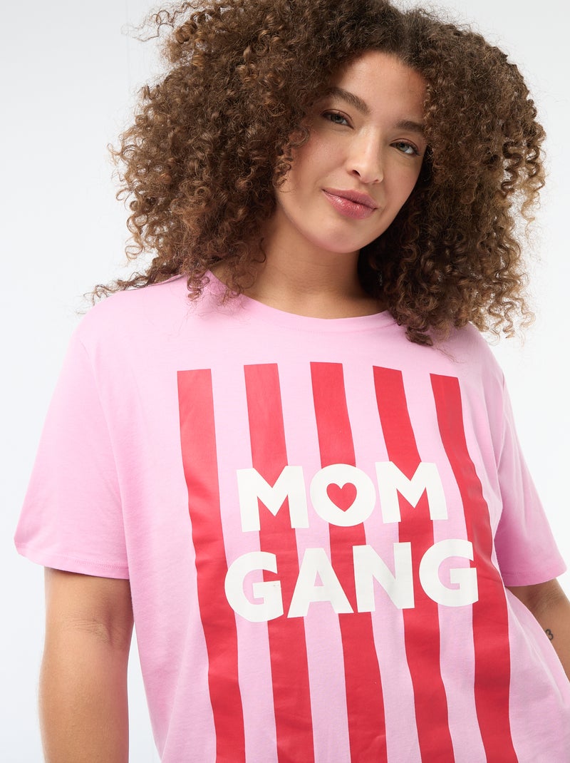 T-shirt 'Moederdag' met print en korte mouwen Rose - Kiabi