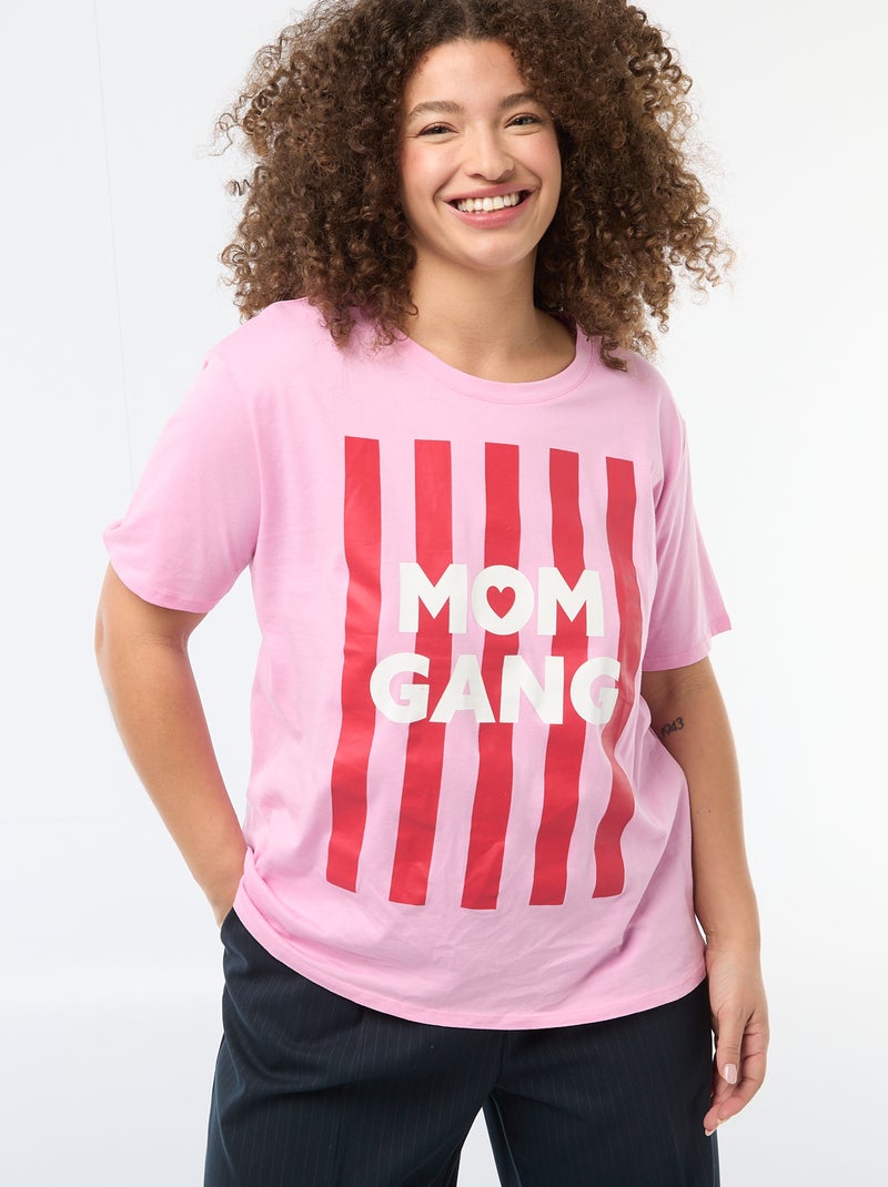 T-shirt 'Moederdag' met print en korte mouwen Rose - Kiabi