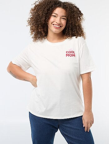 T-shirt 'Moederdag' met print en korte mouwen