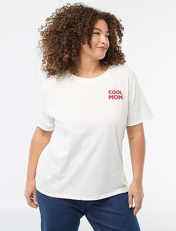 T-shirt 'Moederdag' met print en korte mouwen