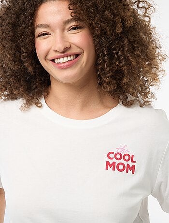 T-shirt 'Moederdag' met print en korte mouwen