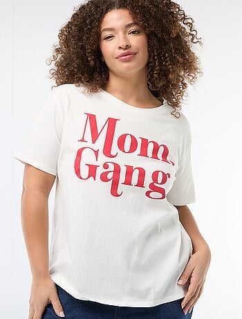 T-shirt 'Moederdag' met print en korte mouwen