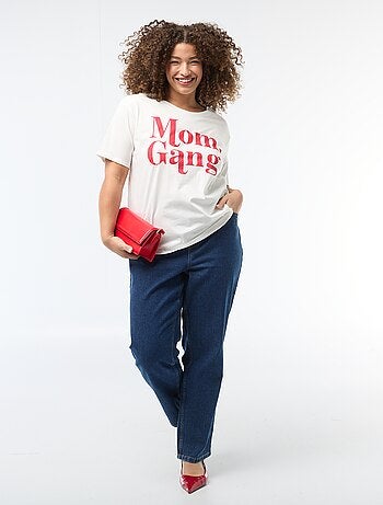 T-shirt 'Moederdag' met print en korte mouwen