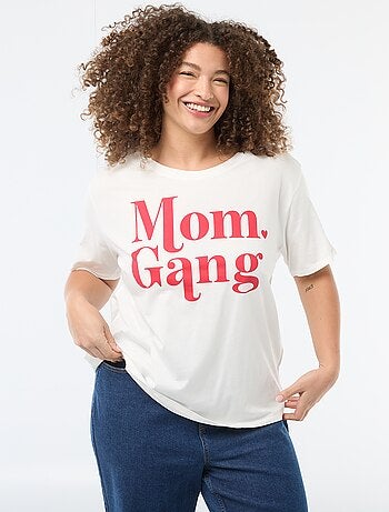 T-shirt 'Moederdag' met print en korte mouwen