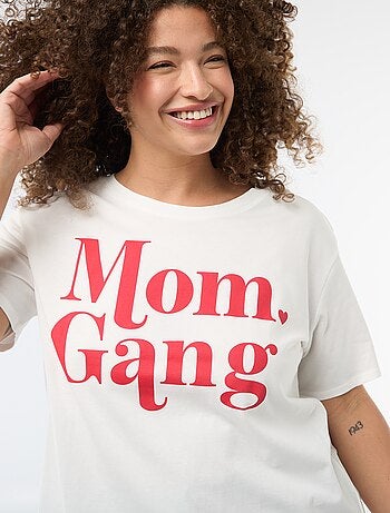 T-shirt 'Moederdag' met print en korte mouwen