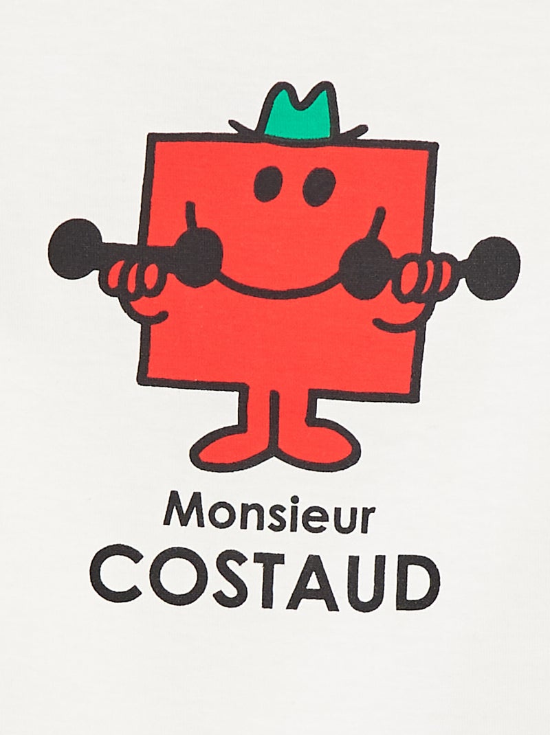 T-shirt 'Monsieur Madame' 'Mr Happy' manches courtes BLANC - Kiabi