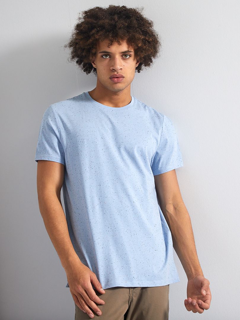 T-shirt moucheté bleu gris clair - Kiabi