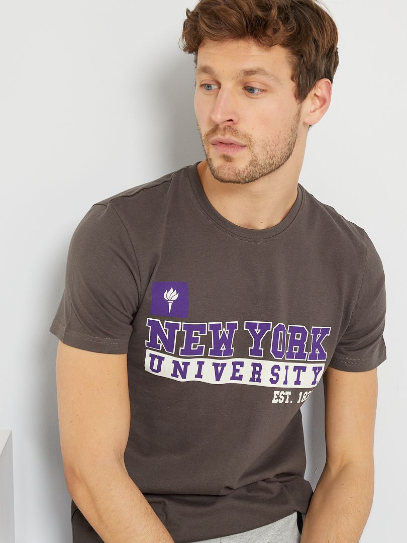 T-shirt 'New York' 'University' GRIJS - Kiabi