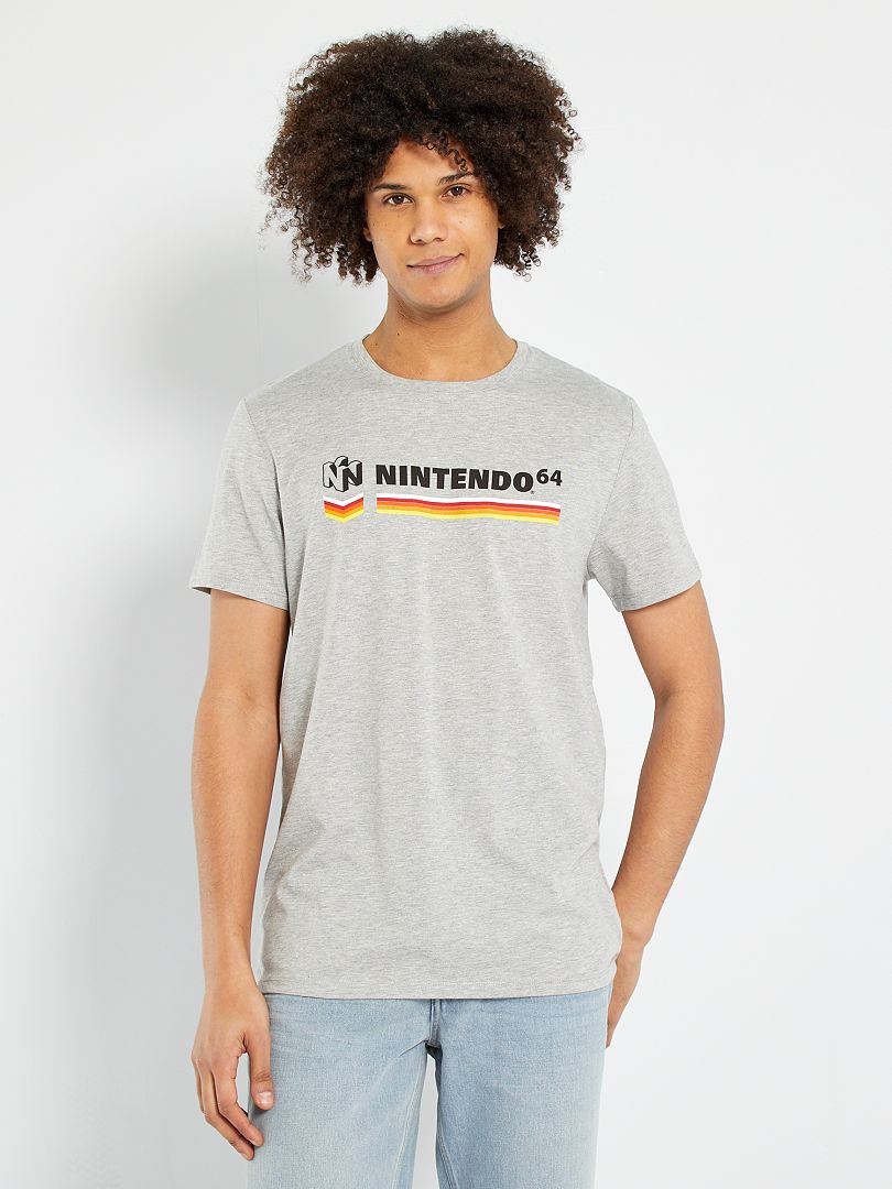 T-shirt 'Nintendo 64' gris clair chiné - Kiabi