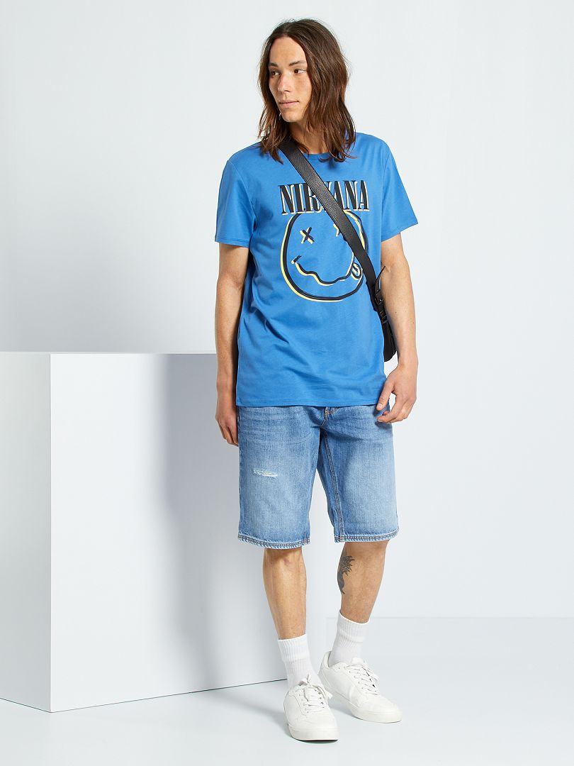 T-shirt 'Nirvana' bleu - Kiabi