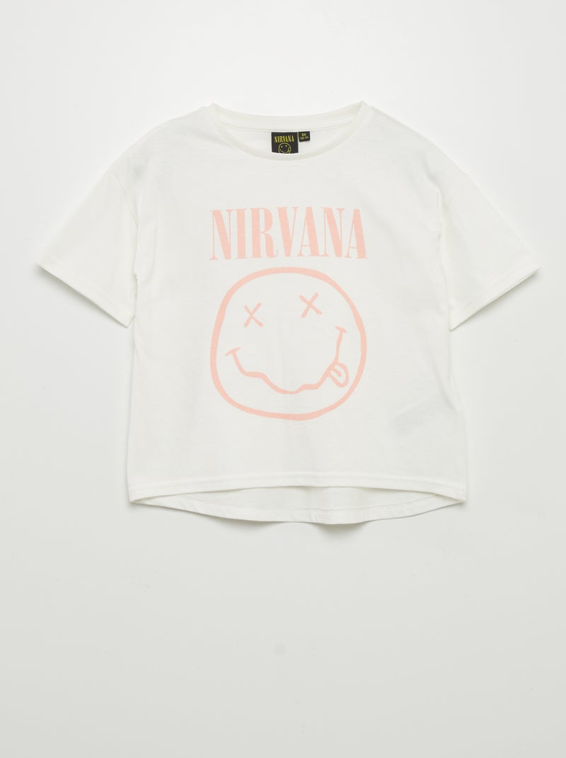 T-shirt 'Nirvana'  manches courtes blanc - Kiabi