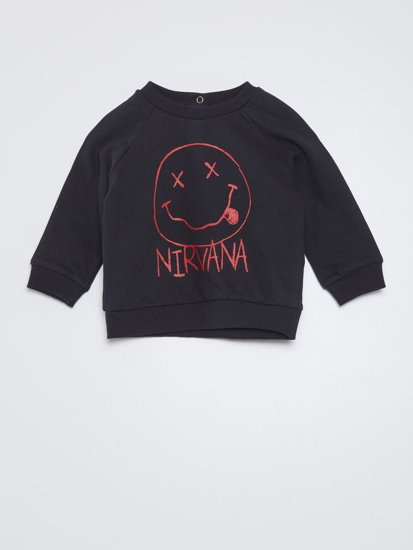 T-shirt 'Nirvana' manches longues Noir - Kiabi