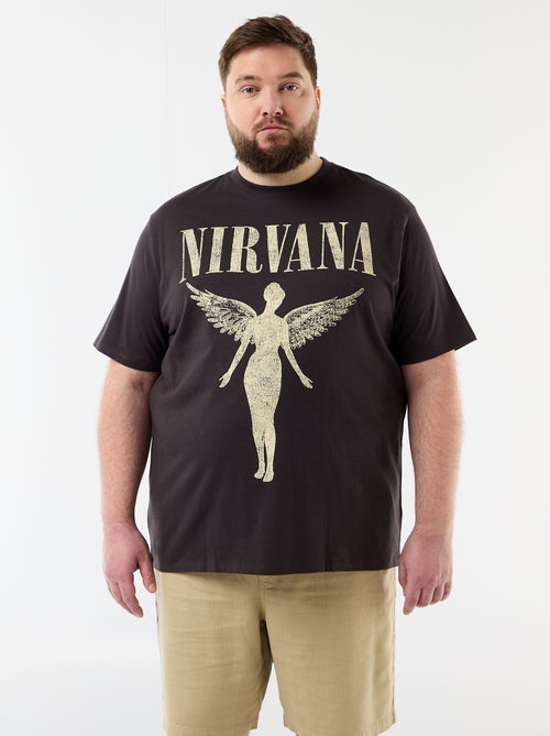 T-shirt 'Nirvana' met korte mouwen en print voor- en achterop - Kiabi