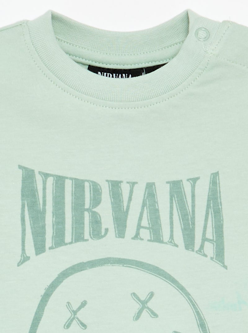 T-shirt 'Nirvana' met korte mouwen Groen - Kiabi