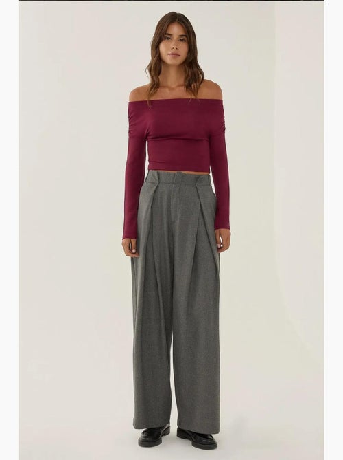 T-shirt off shoulder carmenkraag lange mouw hiccup - Kiabi T-shirt off shoulder carmenkraag lange mouw hiccup - Kiabi