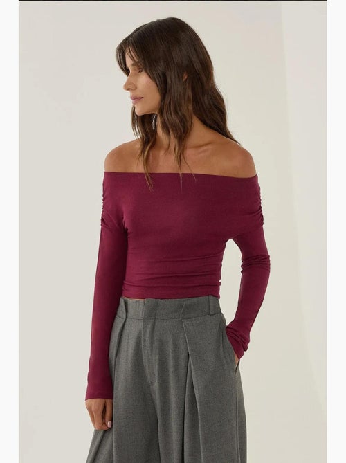 T-shirt off shoulder carmenkraag lange mouw hiccup - Kiabi T-shirt off shoulder carmenkraag lange mouw hiccup - Kiabi