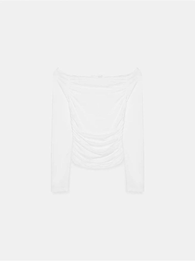 T-shirt off shoulder gebreid lange mouwen dilvin Wit - Kiabi