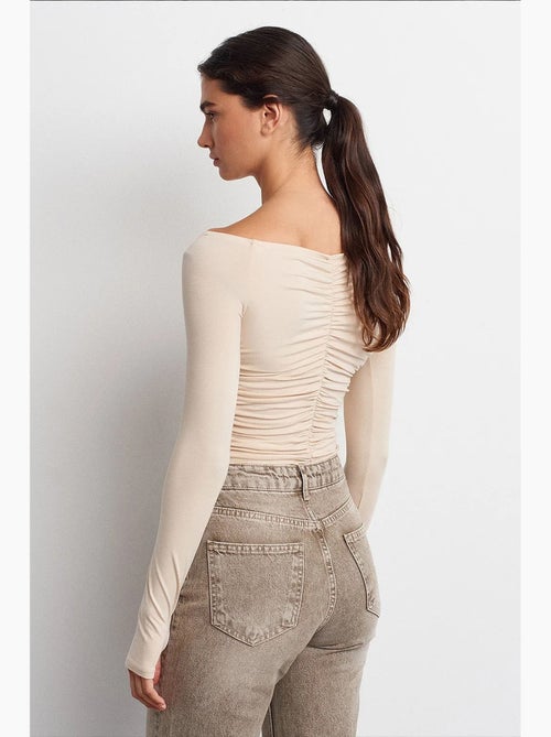 T-shirt off shoulder kort lange mouwen dilvin - Kiabi T-shirt off shoulder kort lange mouwen dilvin - Kiabi