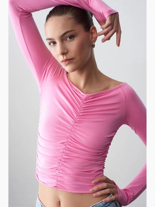 T-shirt off shoulder kort lange mouwen dilvin - Kiabi T-shirt off shoulder kort lange mouwen dilvin - Kiabi