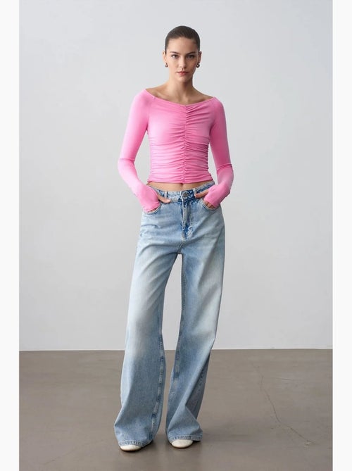 T-shirt off shoulder kort lange mouwen dilvin - Kiabi T-shirt off shoulder kort lange mouwen dilvin - Kiabi